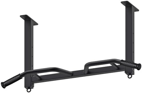 Kipika 32" Ceiling Mounted Pull Up Bar - Heavy Duty, Highly Adjustable, Multifunctional Chin Up Bar - Home Gym System with Punching Bag Hanger and Resistance Bands Training