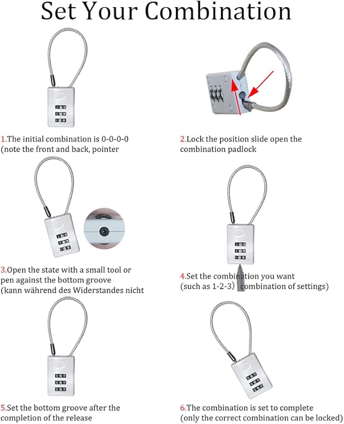 3 Digit Cable Combination Lock 16 inches Cable for School Gym Locker,Filing Cabinets,Helmet,Toolbox,Luggage Suitcase,knapsack,Grey 2Pack