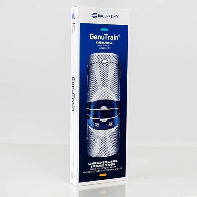 Bauerfeind GenuTrain Knee Support Brace (New Version) - Targeted Support for Pain Relief & Stabilization for Weak, Swollen & Injured Knees & Arthritis - Size 3C, Comfort - Color Black
