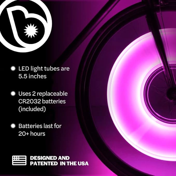 Brightz SpinBrightz LED Bike Spoke Lights for 1 Wheel - 3 Cool Solid Color & Modes - Ride with 100% Ultimate Style and Safety! Easy Clip-On Design - Turn Every Ride into a Dazzling Night Adventure