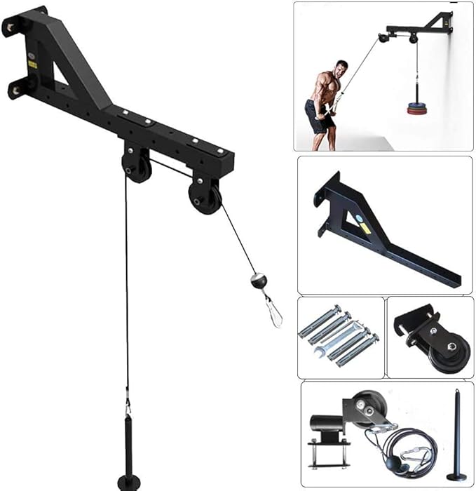 Ipanda Forearm Wrist Trainer, Tricep Workout Machine Wall-Mounted Cable Pulley System for LAT Pull Downs, Tricep Pull Downs, Forearm Home Gym Equipment