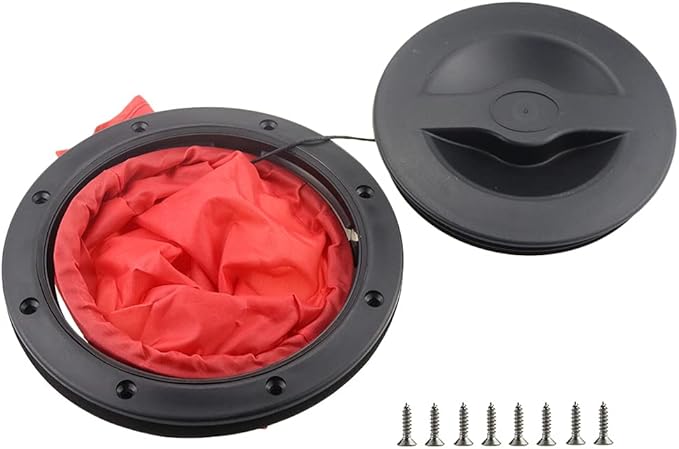 8Inch Hatch Kit, Deck Hatch with Waterproof Bag and Fasteners for Kayak Boat Fishing Rigging(Black)
