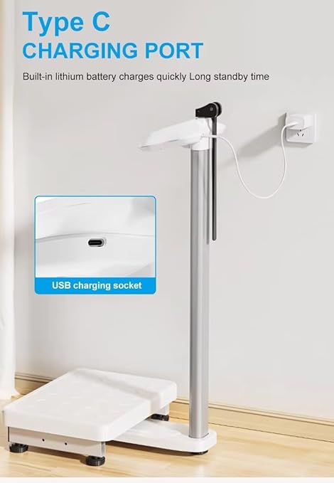 Helsevesen Digital Scale with Height Measurement Rod, Medical Body Weight Scale,Economy Physician Scale,Weight Capacity 440 lbs / 27.6”-78”
