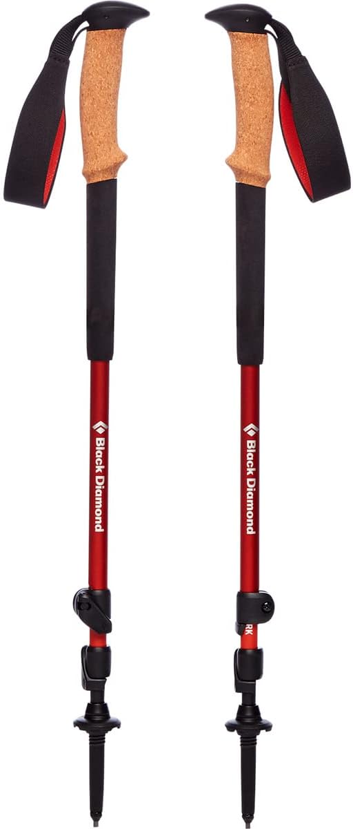 Black Diamond Trail Cork Trekking Poles, Pair of 2 Lightweight Collapsible Aluminum Hiking Sticks with Cork Grips for Backpacking, Walking, Camping, Mountaineering