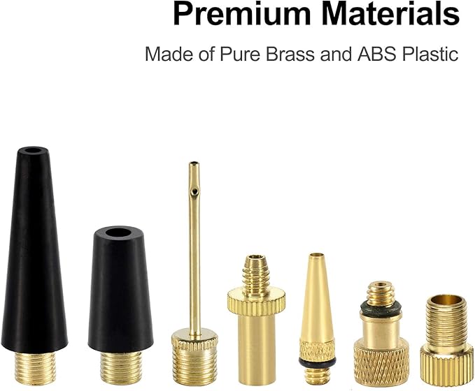 YASI Bicycle Presta Schrader Valve Adaptor, 16PCS Brass Bike Pump Adapters, Ball Pump Needle, Balloon Inflatable Toys Nozzle Inflator Adapter, Air Pump Accessories for Standard Pump or Air Compressor