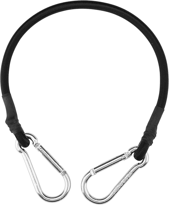 ZHOUBIN 18 Inch Black Bungee Cords with Carabiner Hooks, 4Pcs