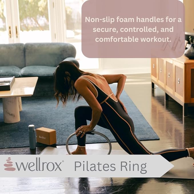 Pilates Ring and Carrying Bag- Lightweight Magic Circle Yoga Ring- Core, Thigh and Arm Exerciser for Yoga, Pilates, Strength Training (15 inches)