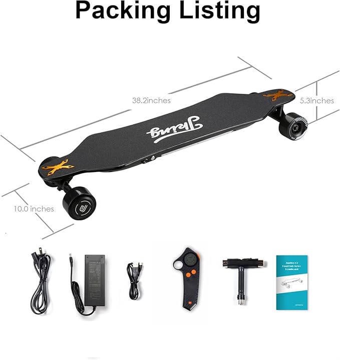 JKING Electric Skateboard Electric Longboard with Remote Control Electric Skateboard,900W Hub-Motor,26 MPH Top Speed,21.8 Miles Range,3 Speed Adjustment,Max Load 330 Lbs,6 Months Warranty