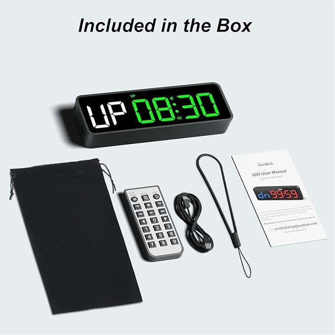 Portable Gym Timer Clock: Fitness Digital Clock with Strong Magnet - Remote Control for Fitness Enthusiasts - Powerful Battery for Home Gym Garage Boxing