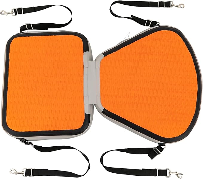 Kayak Seat Inflatable Padded Boating Seat PVC Portable Thicken Seat Cushion w/Back Support Adjustable Strap for Kayaking Canoeing Drifting Rafting Fishing Adolescents and Adults (Orange)