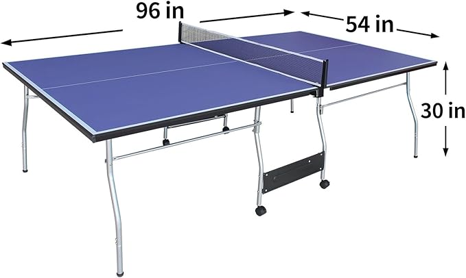 Professional Table Tennis Table, Foldable Ping Pong Game Set for Indoor, 8FT 9FT Single Player Playback Mode Ping Pong Table with Net and Post Set, 2 Paddles and 3 Balls