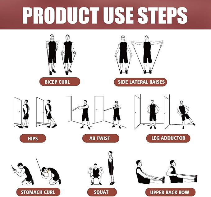 WHATAFIT Resistance Bands, Exercise Bands,Resistance Bands for Working Out, Work Out Bands with Handles for Men and Women Fitness, Strength Training Home Gym Equipment