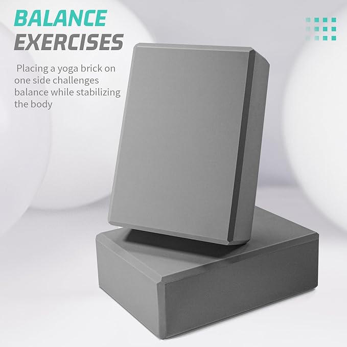 Yoga Block, Yoga Bricks Supportive Latex-Free EVA Foam, Soft Non-Slip Exercise Blocks, Yoga Accessories for Pilates, Meditation, Balance, Stretching and Deep Poses