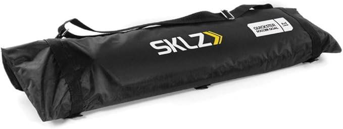SKLZ Quickster Soccer Goal - Portable Goal for Backyard & Field - Durable Tension-Tite Frame & Heavy Gauge 2-Ply Net - Adjustable Click-Lock Poles, Metal Stakes - Carrying Case with Handle
