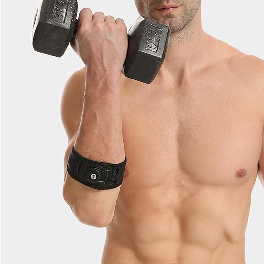 Tennis Elbow Brace for Men & Women, Elbow Support Strap for Golfers, Basketball, Baseball, Badminton, Weightlifting - Tendonitis, Arthritis, Pain Relief, with Knob style Automatic Buckle