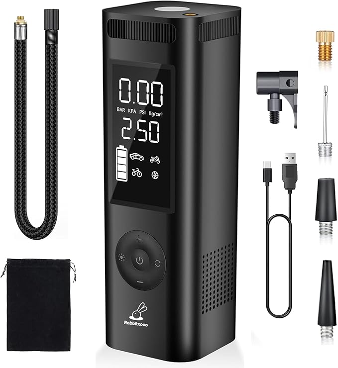 Tire Inflator Portable Air Compressor, Wireless Air Pump 150PSI ZCJ1689 (ZCJ-1689-150PSI-GRY)