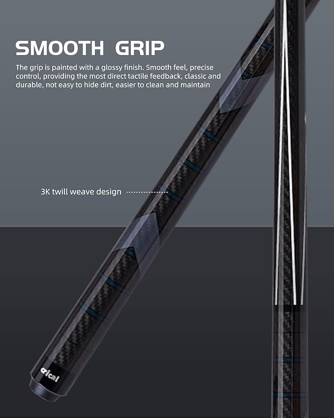 CRICAL Carbon Fiber Pool Cue Stick 58" Billiard Cue Sticks Professional Low Deflection Pool Sticks with 3/8 * 8 Pin Joint and 12.5mm Tip