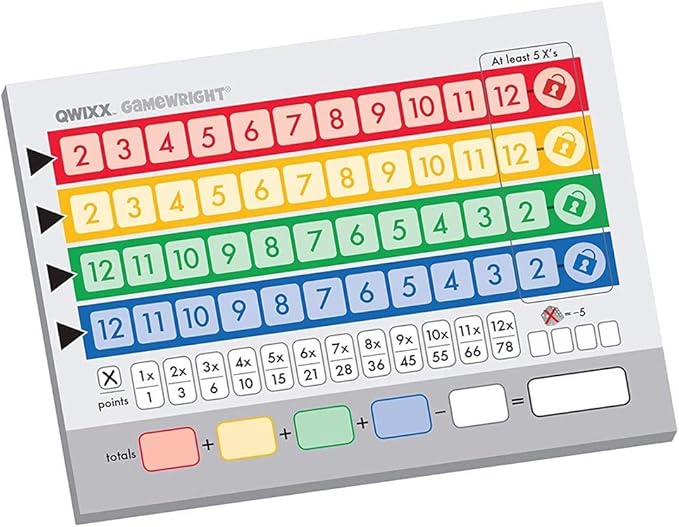 Gamewright Qwixx, Replacement Score Cards Action Game Multi-colored 1 Pack