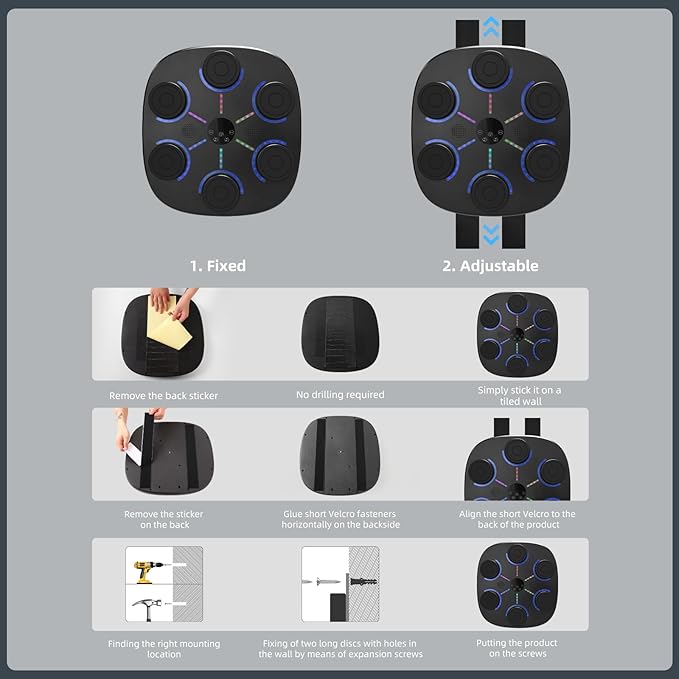 ππππ ππ©π π«ππππ Music Boxing Machine for Adults and Kids, Wall Mounted Bluetooth Boxing Training Pad Equipment with Gloves, Punching Bag for Indoor Home, Office, Gym