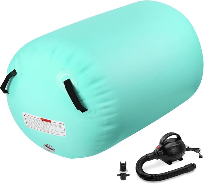 Inflatable Gymnastics Air Roller Set, Tumble Rolling Air Roller Gymnastics Barrel with Electric Pump for Kids Adults Home Outdoor Gymnastic Training Cheerleading Yoga