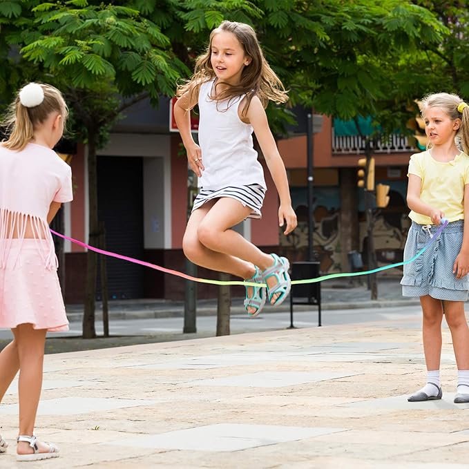 Elcoho 18 Pack Kids Rainbow Jump Rope Set Jumping Ropes Skipping Ropes for Kids Outdoor Fun, Party Favors, 7.2 Feet