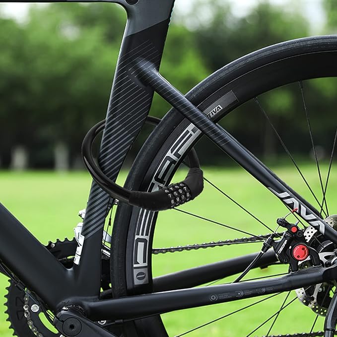 Bike Lock Cable, Bike Accessories, Bike Locks Heavy Duty Anti Theft, Combination Cable Lock for Outdoor Equipment, Black (2Ps, 1Ft, Reset Combo)