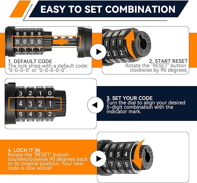 SEPOX® 12Pcs Pack 6FT Extra Long Cable Combination Bike Locks, 5 Digits Retractable Security Lock, 12mm Heavy Duty Anti Theft Anti Rust Cable for Bicycle, Scooter, Gate,Outdoor Equipment, Weatherproof