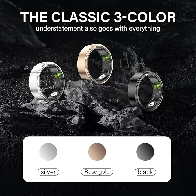 Smart Ring Health Tracker, Fitness Sleep and Heart Rate Monitor Smart Ring, Waterproof Bluetooth Fitness Tracker Ring IPX68 Waterproof (Rose Gold, 13)