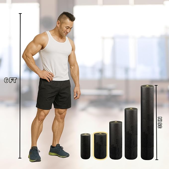 FitNation Foam Roller – High-Density Foam Muscle Roller – Textured Foam Rollers for Muscle Massage, Stretching, Pilates, Yoga