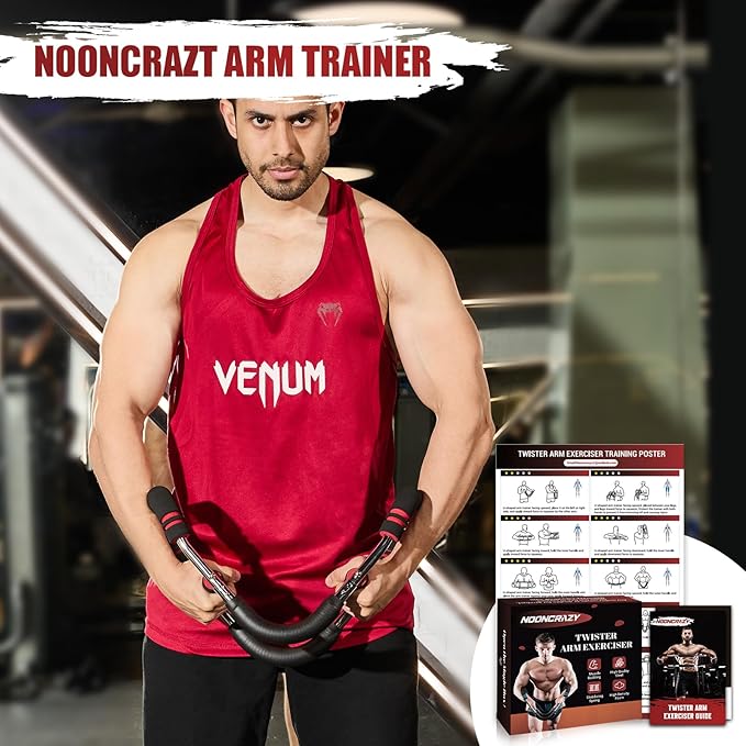 Twister Arm Trainer, Adjustable Twister Arm Chest Exerciser with 2/4 Spring & Training Poster for Men & Women, Detachable Power Twister Home Fitness Equipment for Enhancing Upper Body Muscle