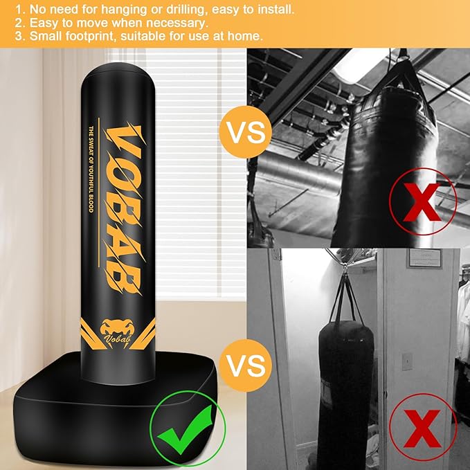 Standing Punching Bag for Adults, 70" Punching Bag Stand, Boxing Heavy Bag with Stand, Freestanding for Adults Men MMA Thai Fitness Karate Muay Beginners