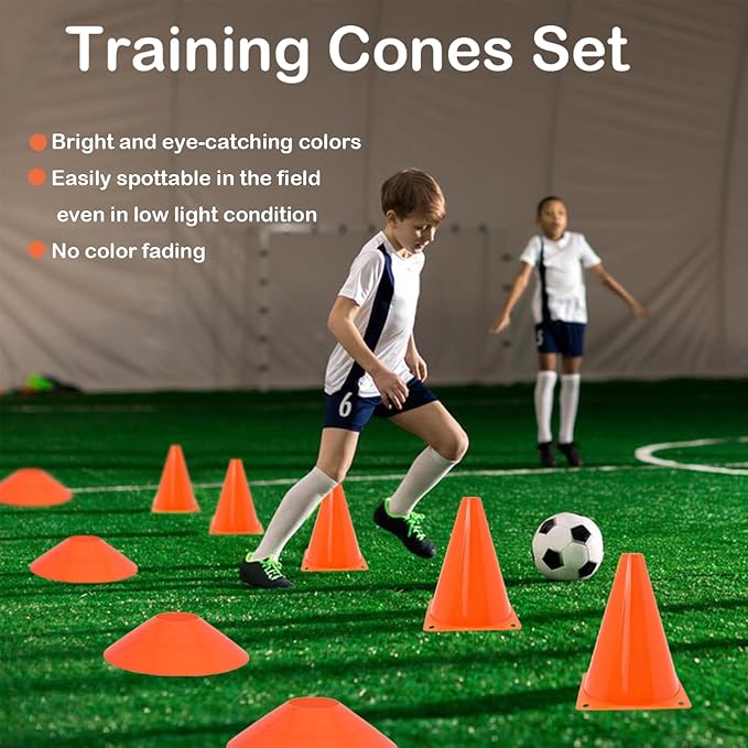 Soccer Cones Set, 84/42Pcs 7"/9" Cones Sports + Disc Cones, Cones for Sports with Carry Bag, Training Cones, Soccer Cones for Training, Plastic Soccer Cones for Drills