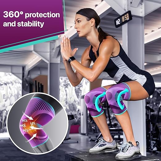DR. BRACE ELITE Knee Brace with Size Stabilizer (2 Pack) Knee Brace for Women & Men, Workout, Sports, Daily Knee Compression Sleeve for Maximum Knee Pain Support & Fast Recovery (Galaxsis, Large)