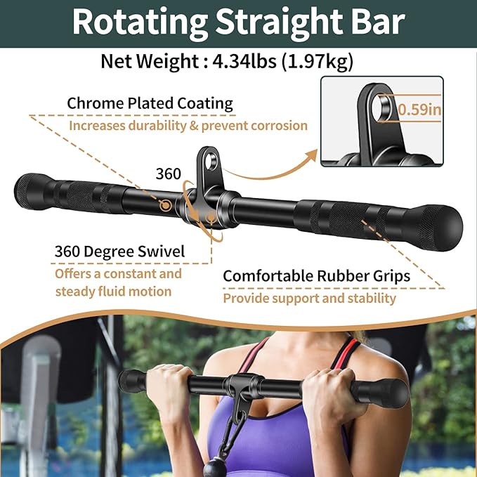 Cable Attachments for Gym, Cable Machine Attachment Set, LAT Pulldown Attachments, Cable Machine Accessories, Tricep Pull Down Attachment, Home Gym Accessories