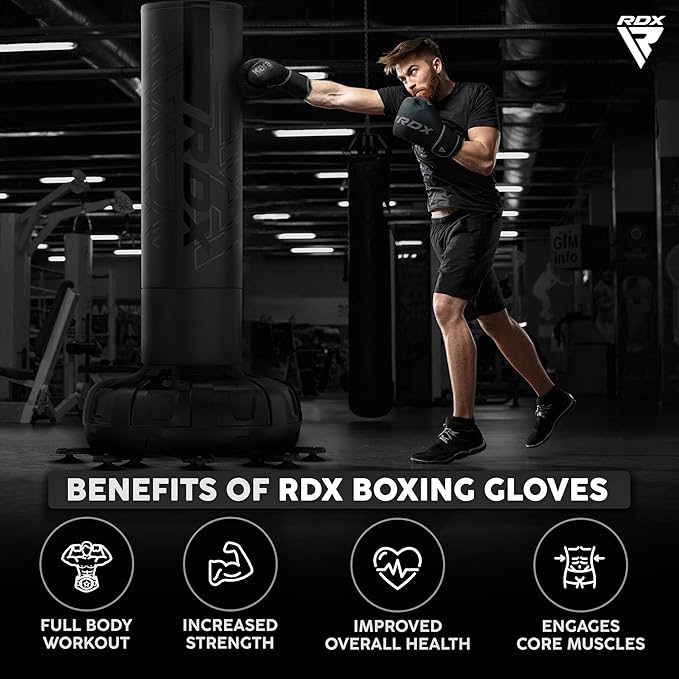 RDX Boxing Gloves, Pro Training Sparring, Maya Hide Leather, Muay Thai MMA Kickboxing, Men Women Adult, Heavy Punching Bag Focus Mitts Pads Workout, Ventilated Palm, Multi Layered, 8 10 12 14 16 18 Oz