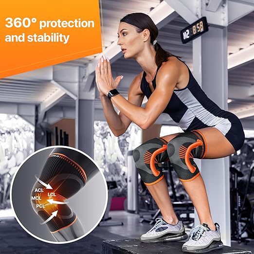 DR. BRACE ELITE Knee Brace with Size Stabilizer (2 Pack) Knee Brace for Women & Men, Workout, Sports, Daily Knee Compression Sleeve for Maximum Knee Pain Support & Fast Recovery (Mars, Medium)