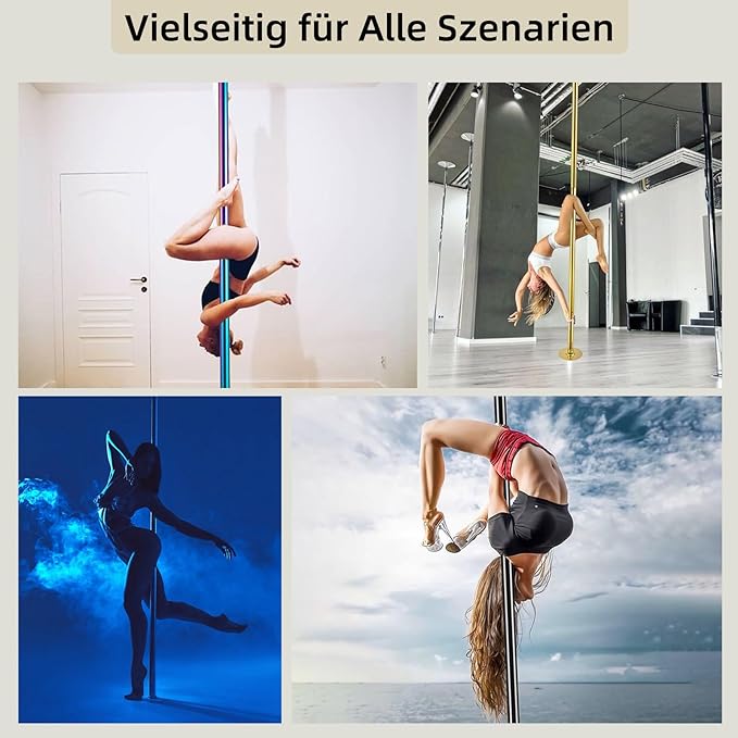 Dance Pole Set -Premium Height Adjustable 7.38-8.85ft Portable 45mm Diameter 360°Spinning Dancing Pole for Home,200KGS Capacity,Drill-Free Installation with Floor-to-Ceiling Stability