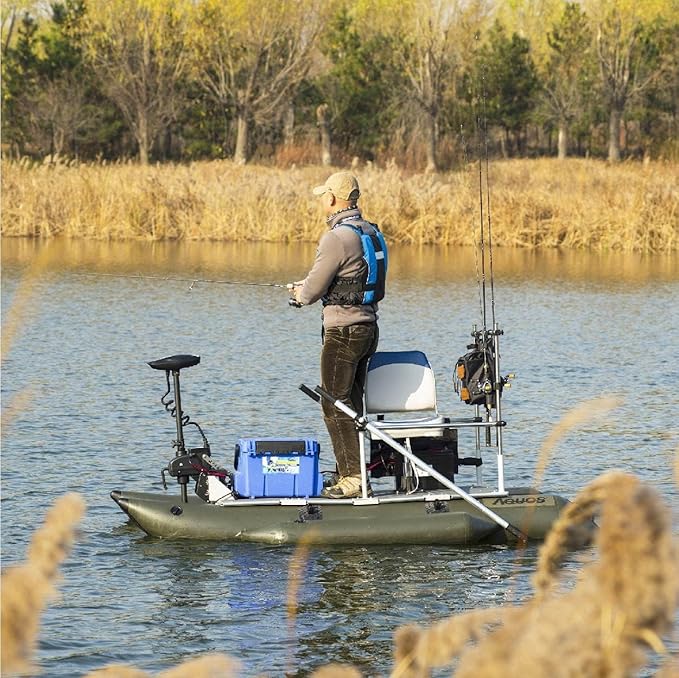 Zichen Haswing Black 12V 55LBS 39inch Transom Trolling Motor with Wireless Remote for Inflatable Pontoon Boat, Dinghy Kayak Fishing, One Person Boat Fishing in Saltwater and Freshwater