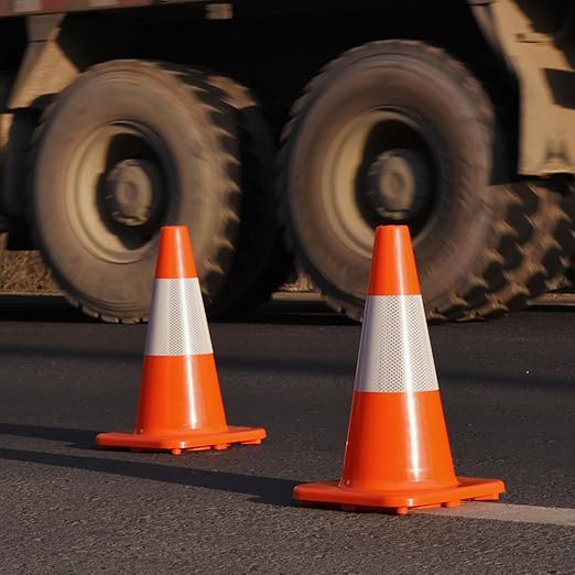 4 Pack 18" Traffic Cones with Reflective Collars – Durable PVC Safety Cones for Parking, Construction, Sports & Training – High Visibility, Weather-Resistant