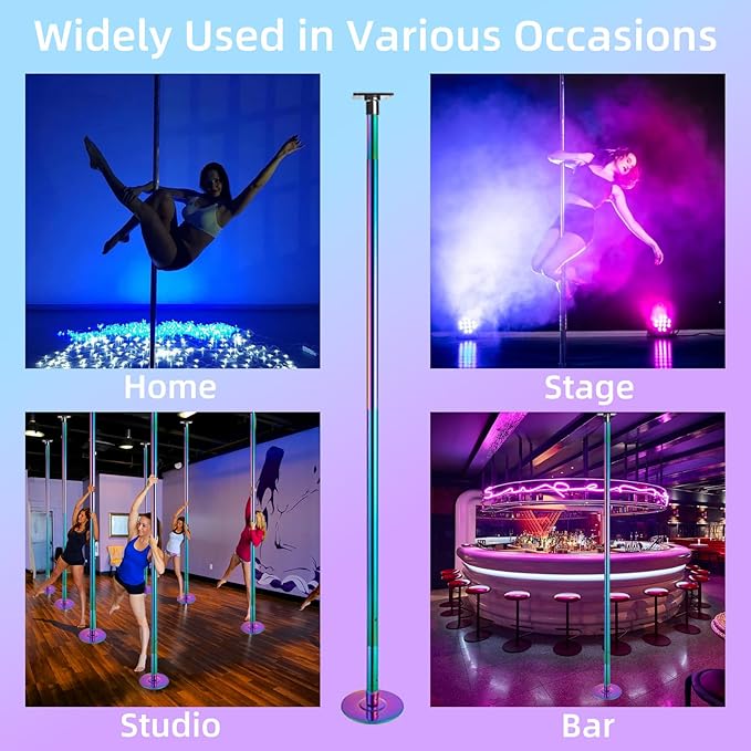 PRIOR FITNESS Permanent Fixed Dance Pole Kit, Professional 45mm Spinning & Static Dancing Pole Heavy-Duty Steel Pole Dance for Home, Adjustable Height Excellent for Home Exercise Studio Club Gym