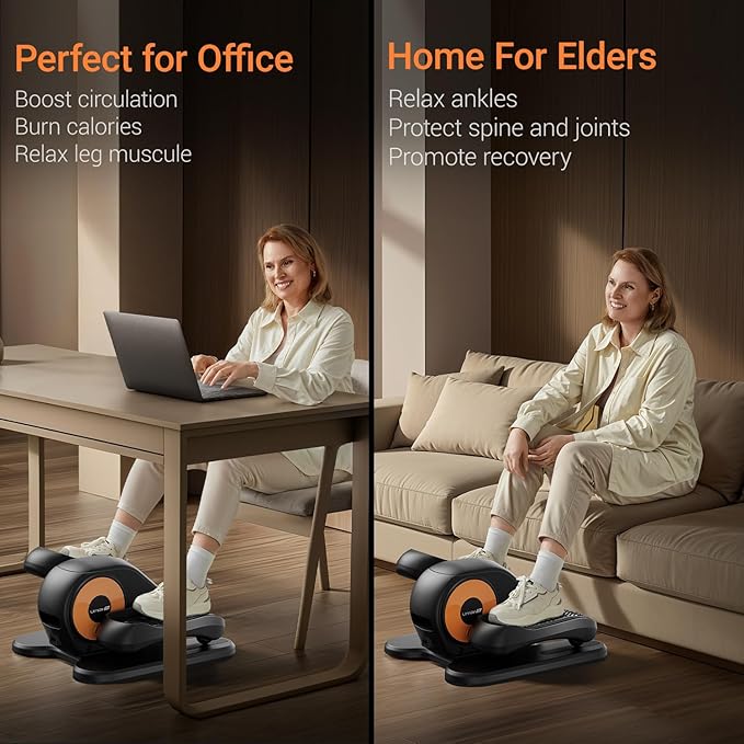 Under Desk Elliptical Machine, Ellipse Leg Exerciser for Seniors, Quiet & Portable Electric Seated Eclipse Exercise Training Machine with Remote, 12 Speeds & Mute Function, Manual & Auto Mode