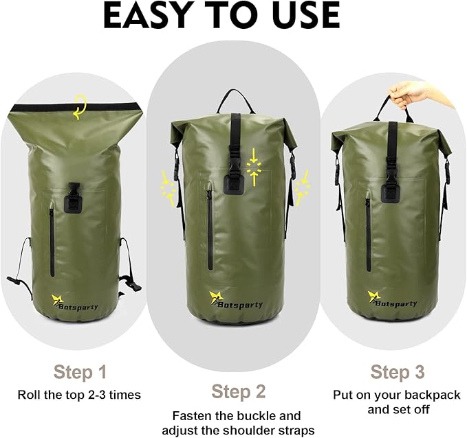 Waterproof Dry Bag Backpack - 25L/35L Lightweight Hiking Pack with Zippered Pocket for Camping, Kayaking, Travel, Hiking, Fishing, Outdoor Enthusiasts(35L)