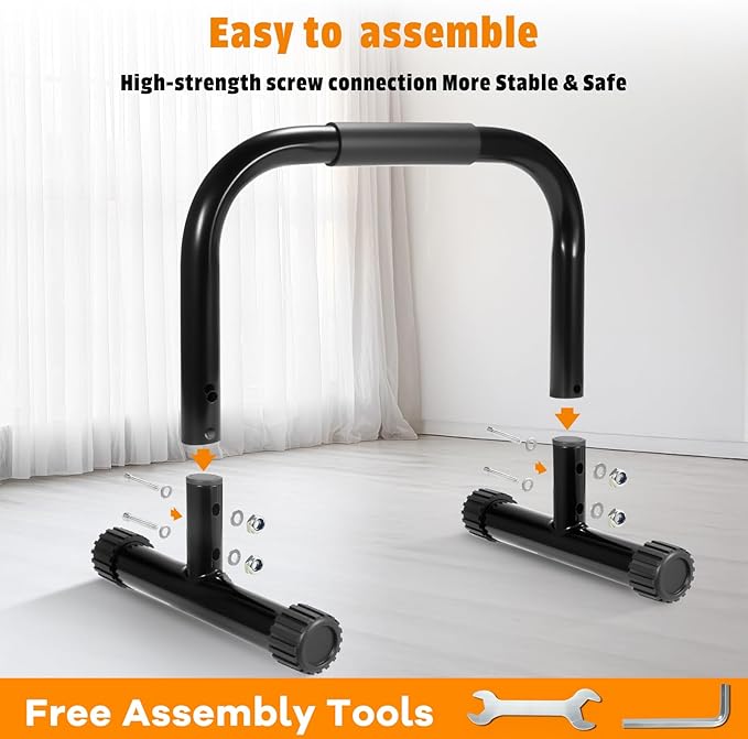AmazeFan Parallettes Bars, 12'' High Steel Push Up Bar Strength Training For Handstands, Calisthenics Bars & Dip Bars, Calisthenic, Push Up Stands Handle for Floor Workouts Calisthenics Equipment 