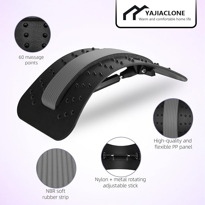 YAJIACLONE Back Stretcher for Lower Back Pain Relief,Adjustable, Portable, Durable-Unique Yoga and Gym Runner Gifts,Sports Fitness Relaxations Gift,Home Office Travel Essentials.