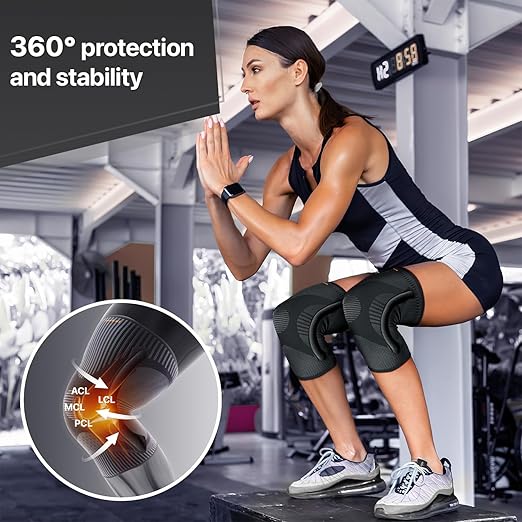 DR. BRACE ELITE Knee Brace with Size Stabilizer (2 Pack) Knee Brace for Women & Men, Workout, Sports, Daily Knee Compression Sleeve for Maximum Knee Pain Support & Fast Recovery (Pluto, X-Large)