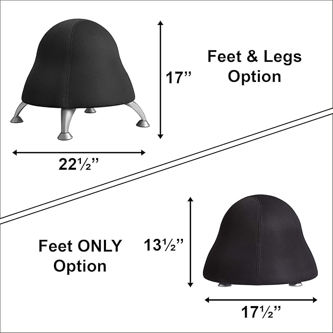 Safco Runtz Ball Chair for Kids, Anti-Burst, Exercise Ball Chair, Promotes Movement, Better Posture and Balance, Black