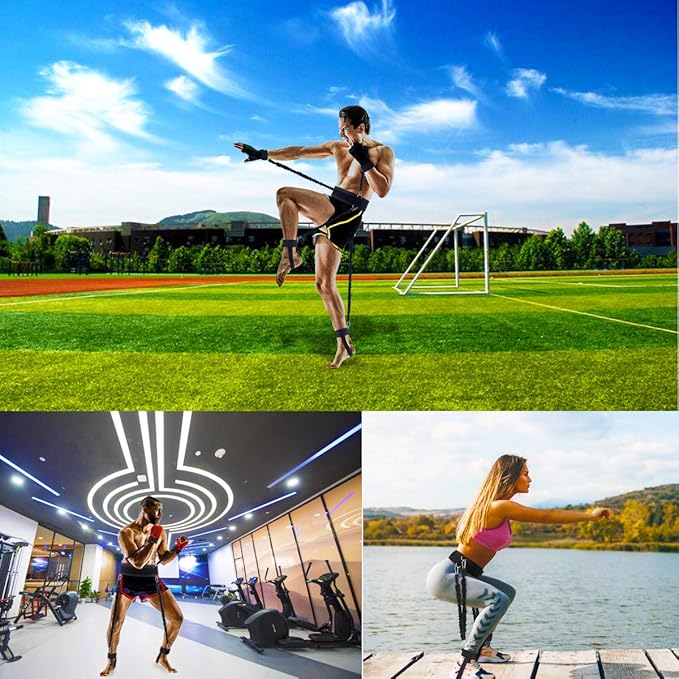 Boxing Resistance Bands MMA Boxing Training Equipment Gear with Handles/Ankle Cuff/Belt for Men,Shadow Boxing Accessories for Kicks Full Body Fitness Exercise Workout to Enhance Power/Speed/Agility