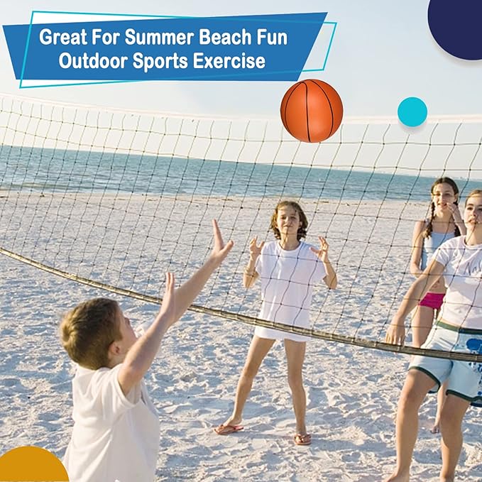 6 INCH PVC Mini Basketball Toys for Indoor Over Door Hoops, Soft 6" Small Balls Rubber for Pool, Beach, Yard, Lawn, Outdoor, Classroom, Little Playgound Ball for Kids Boys Girls (4PCS with Air Pump)