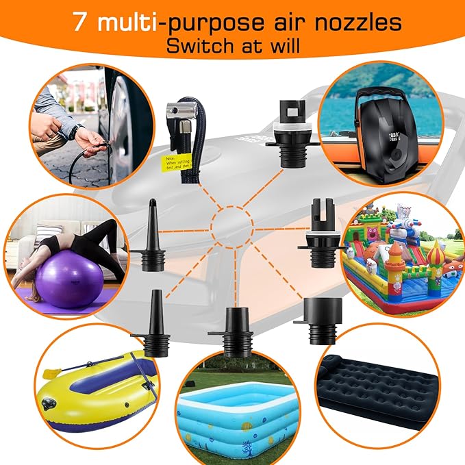 50PSI Paddle Board Pump Electric Portable, High Pressure Sup Pump - Dual Stage Inflation, Auto Shut Off and Deflate for Stand Up Paddle Board/Car/Kayak/Bicycle