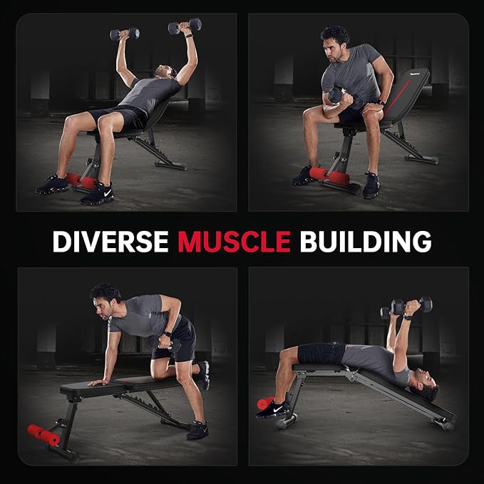 PASYOU Adjustable Weight Bench Full Body Workout Multi-Purpose Foldable Incline Decline Exercise Workout Bench for Home Gym
